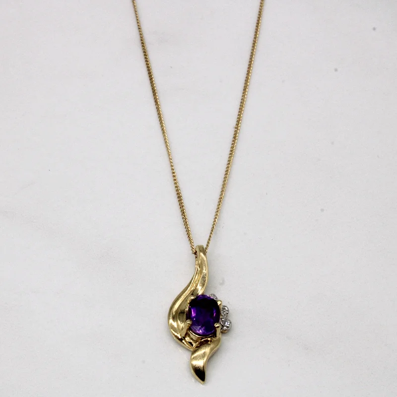 Cool wood necklaces-Amethyst & Diamond Necklace | 0.75ct, 0.02ctw | 18" |