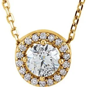 Classic locket necklaces-14K Yellow 1/4 CTW Natural Diamond Halo-Style 16" Necklace