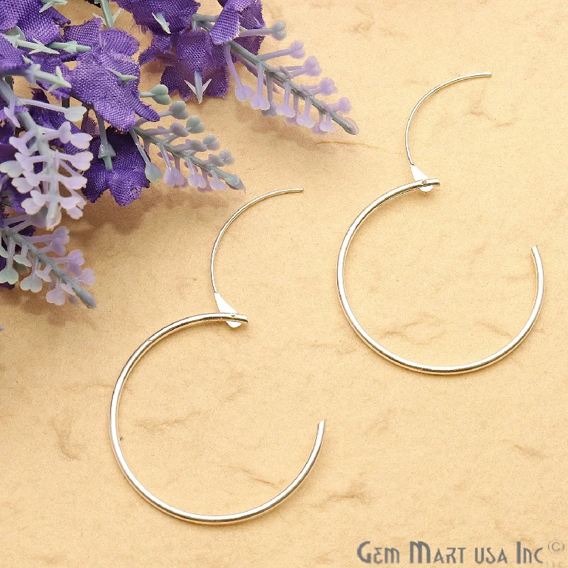 Thai tile earrings-DIY Silver Plated Wire 32mm Finding Hoop Earring