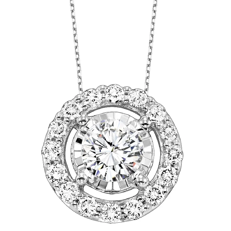 Bloom design necklaces-Tru-Reflections Round Halo Diamond Pendant .75 Cttw