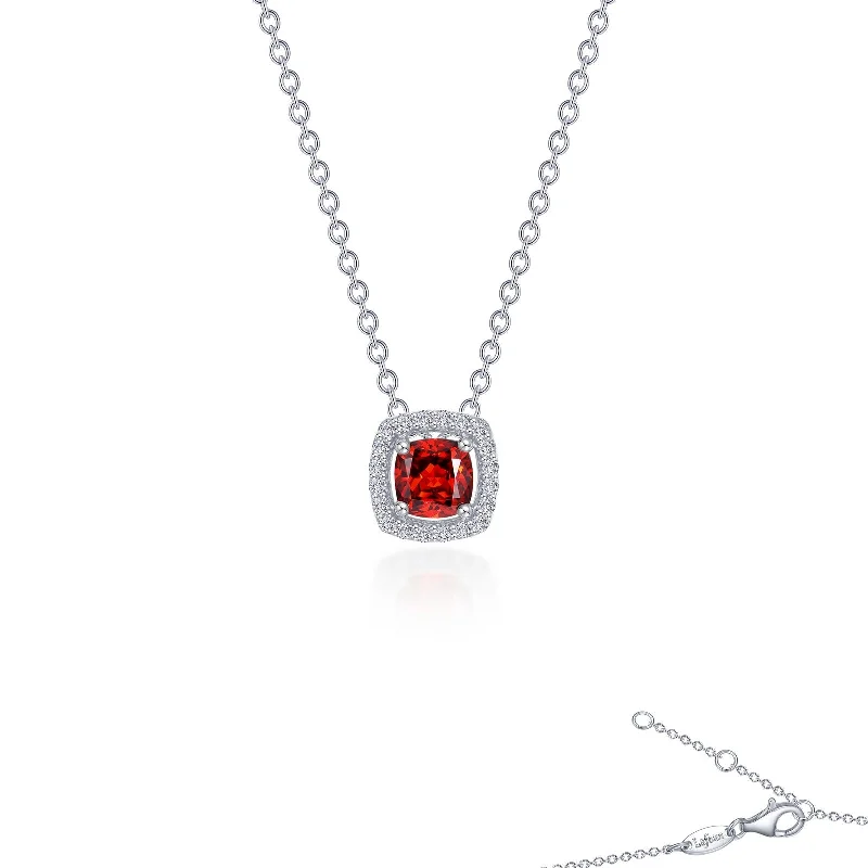 Glossy pearl necklaces-Lafonn Classic Cushion Garnet Necklace N0100GNP18