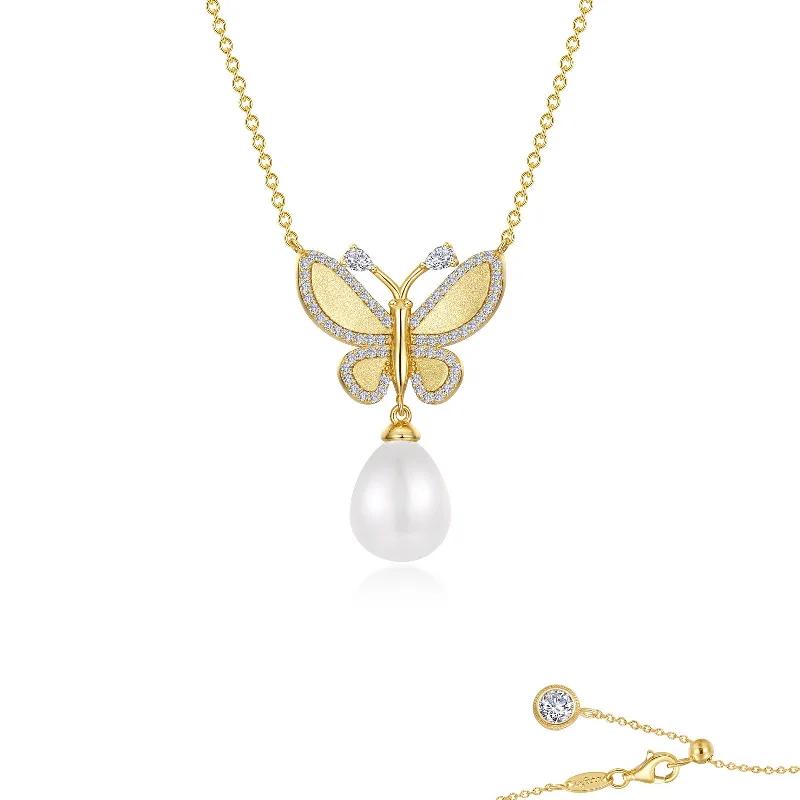 Amethyst drop necklaces-Lafonn Lafonn Gold Club White Fresh Water Pearl Necklace N0300PLG20