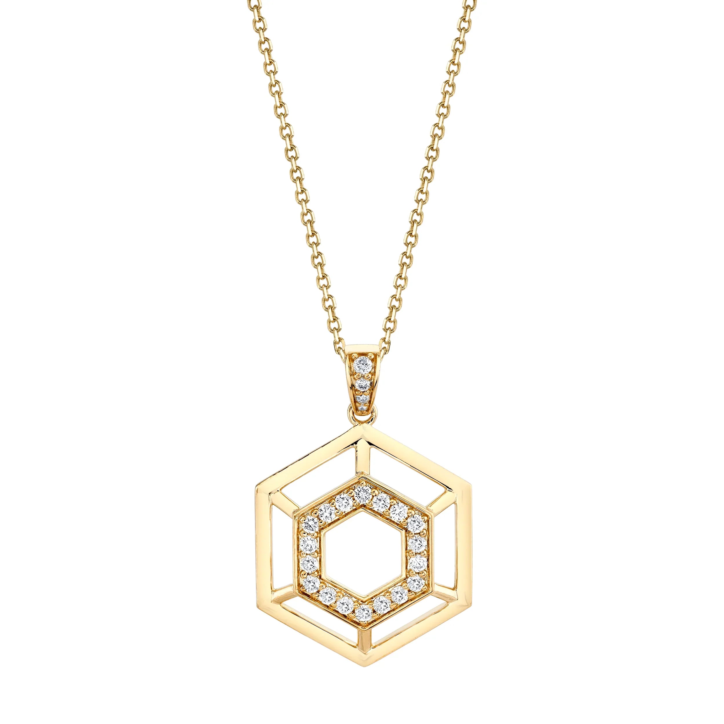 Bright crystal necklaces-Hex Truss Pendant P510