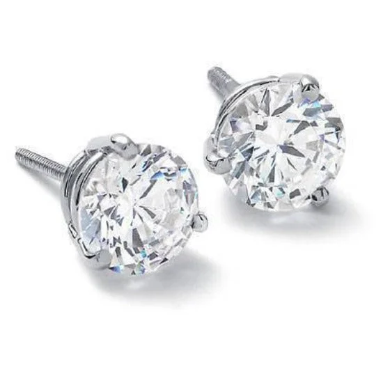 Thin silk earrings-1.40 Ct. Round Cut Martini Diamond Stud Earrings F Color VS1 GIA Certified