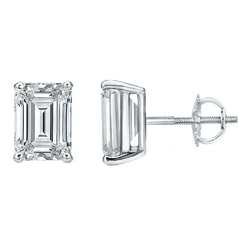 Bright star earrings-3.00 Ctw. Emerald Cut Diamond Stud Earrings H Color VS1 Clarity GIA Certified