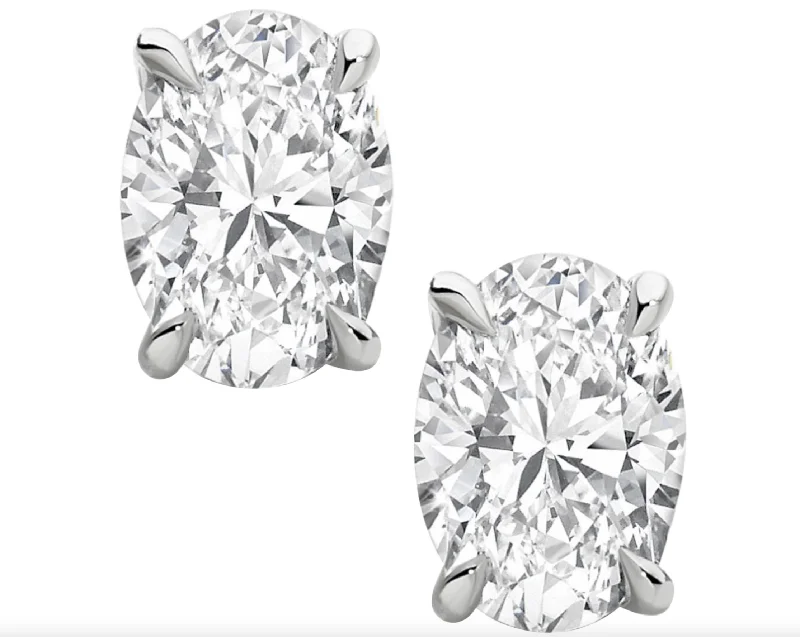 Worn coin earrings-MONA 8 Carat Oval Cut Diamond Stud Earrings in Platinum  GIA Certified D Color VS1 Clarity By Mike Nekta