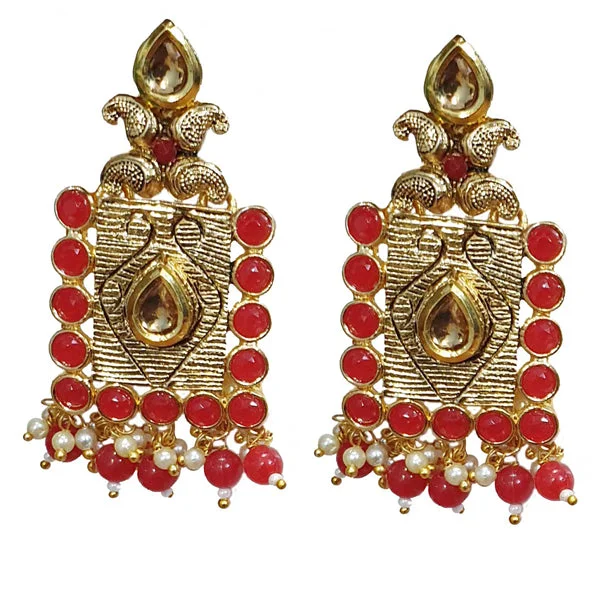 Dull brass earrings-Traditional Marriage Party Bridal Earring Bold Large and Heavy Eye Catching