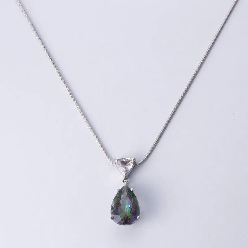 Fluid design necklaces-14k White Gold Mystic Topaz and Synthetic Spinel Necklace | 3.10 ct, 0.40 ct | 45.5cm