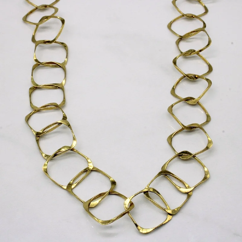 Vine weave necklaces-'Brinkhaus' 18k Yellow Gold Soft Square Link Necklace | 36" |