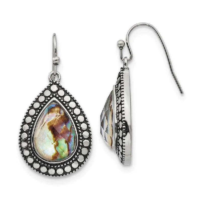 Tide theme earrings-Stainless Steel Imitation Abalone Polished/Antiqued Earrings