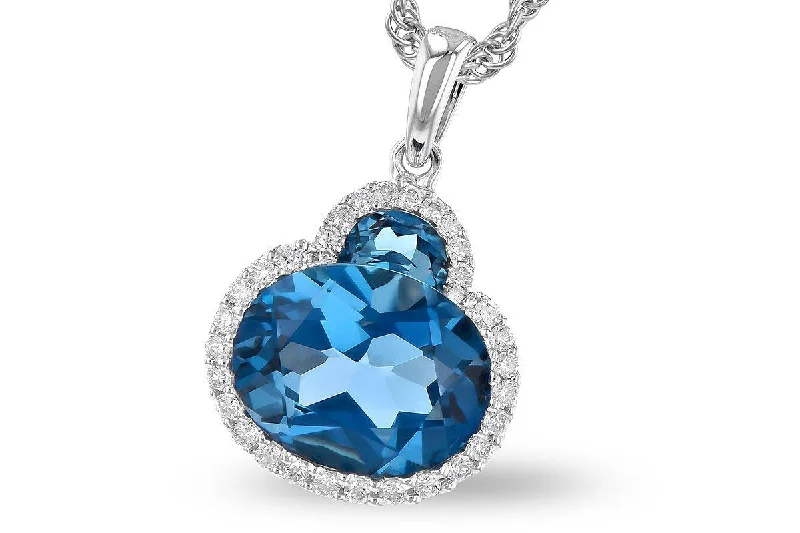 Grand diamond necklaces-14K White Gold London Blue Topaz and Diamond Necklace