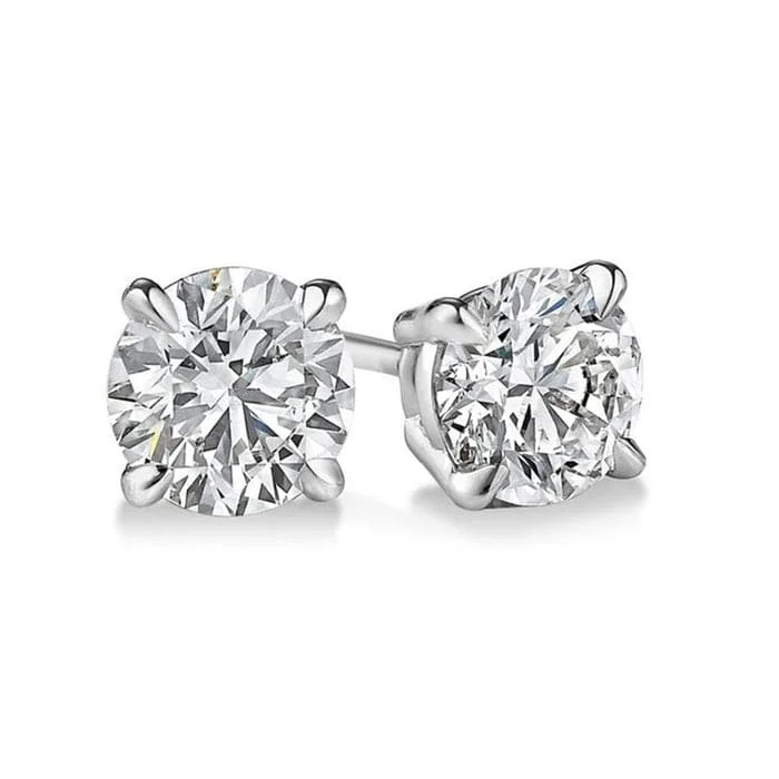 Cord tassel earrings-Natural 0.70 Ct. Round Cut Diamond 4 Prong Stud Earrings