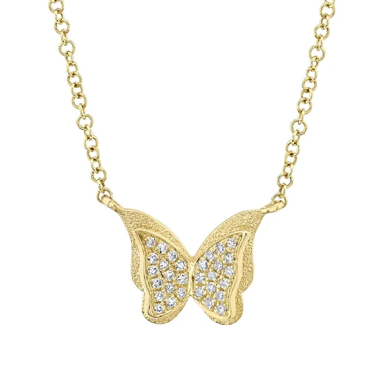 Onyx gem necklaces-0.06CT DIAMOND BUTTERFLY NECKLACE