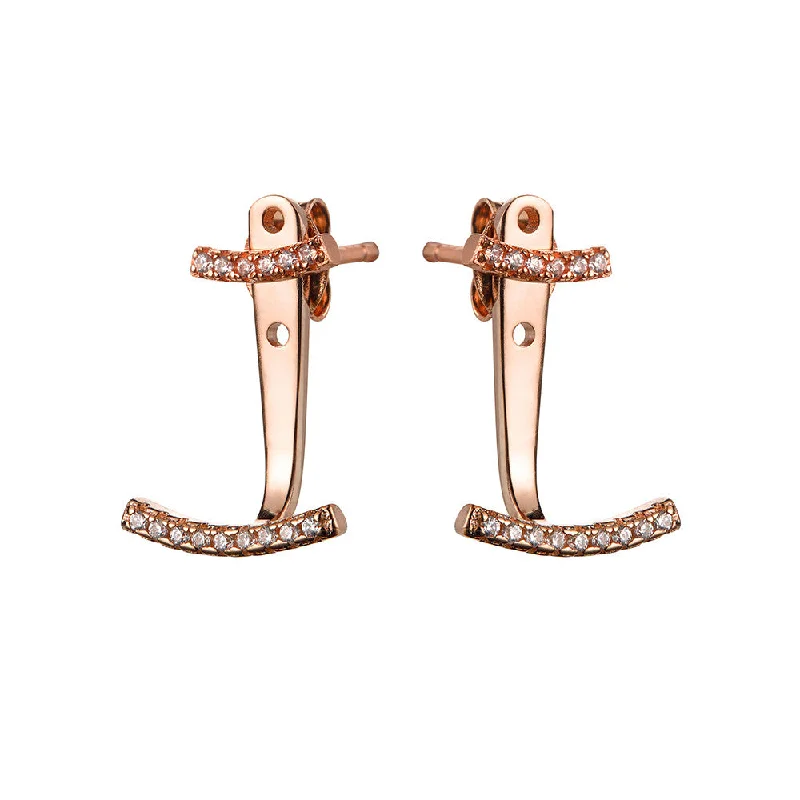 Thin enamel earrings-Rose Gold Ear Jackets