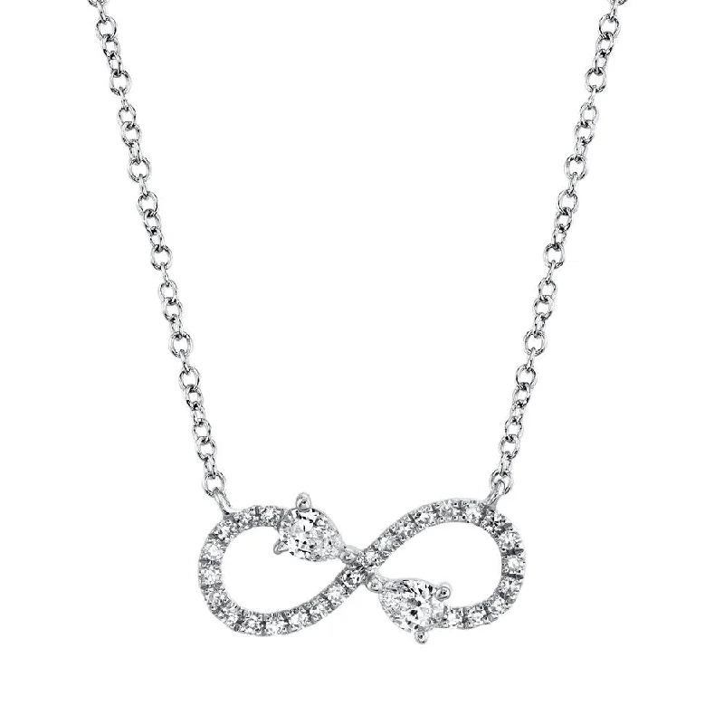 Curved pendant necklaces-0.22CT DIAMOND INFINITY NECKLACE