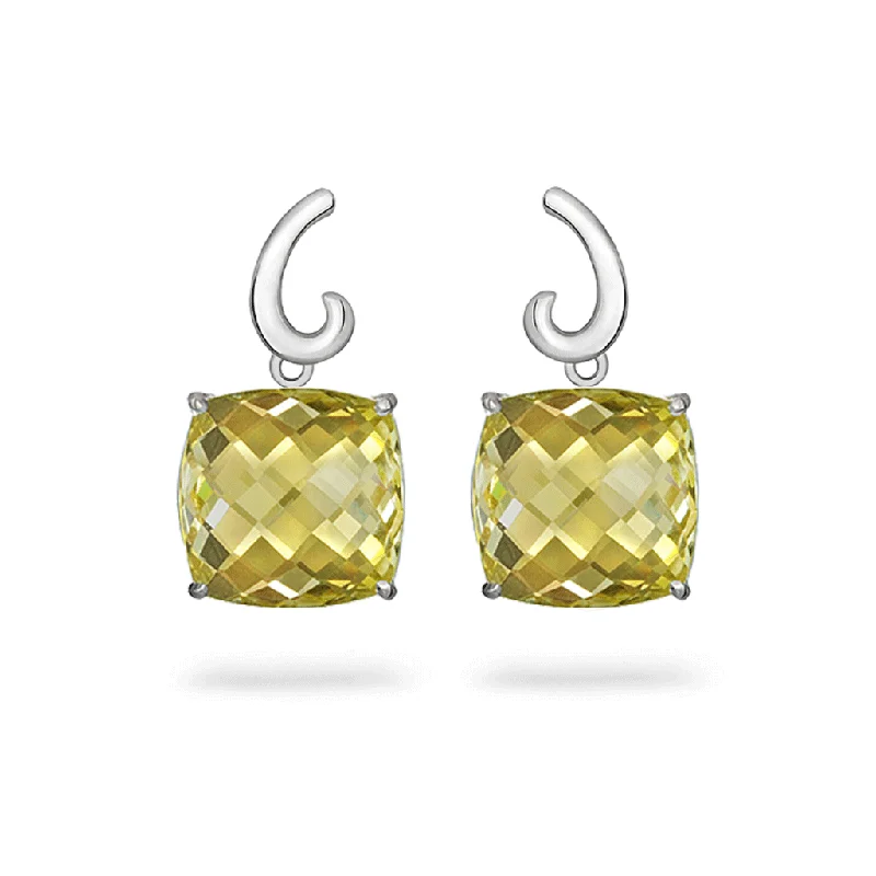 Wide dangle earrings-Twizzle Lemon Quartz and Sterling Silver Earring