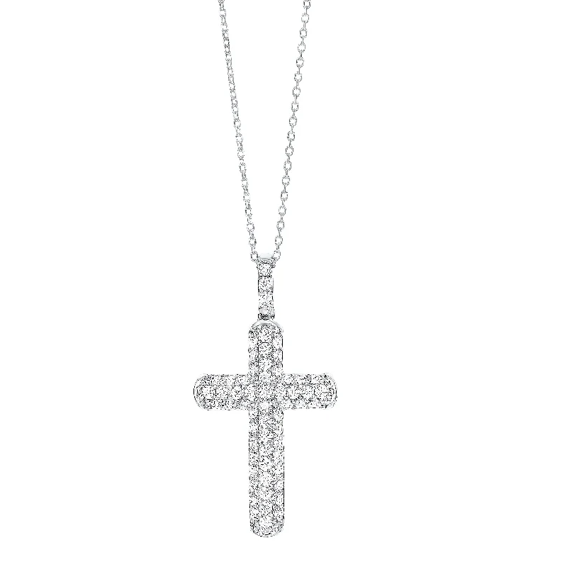 Cord tassel necklaces-Sterling Silver Pave CZ Cross Pendant Necklace