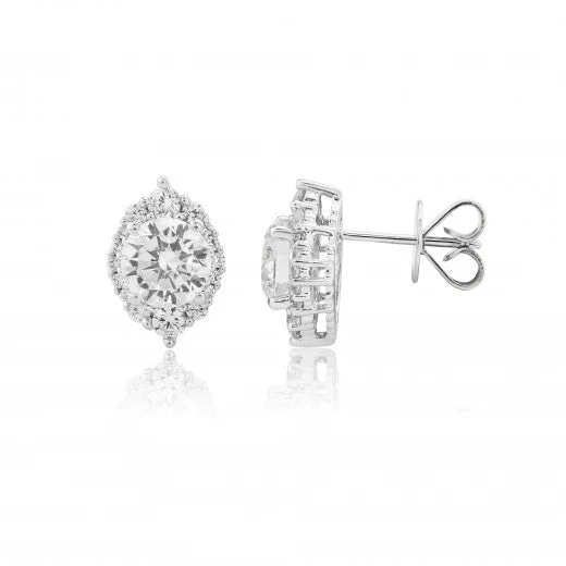 Plaited cord earrings-9ct White Gold Cubic Zirconia Earrings