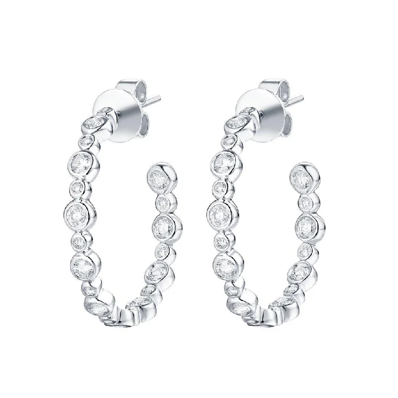 Peace eye earrings-14KWG 0.80CTW LAB DIA HOOP EARRINGS