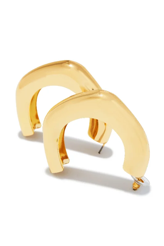 Flat drop earrings-Devania Abstract Hoop Earring - Gold