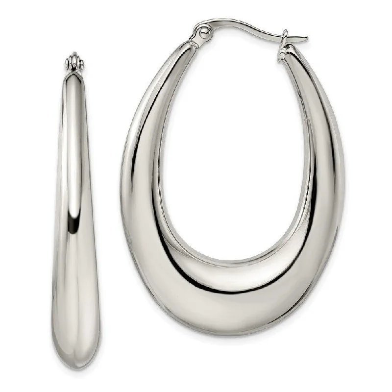 Thin silk earrings-Stainless Steel Polished Hoop Earrings