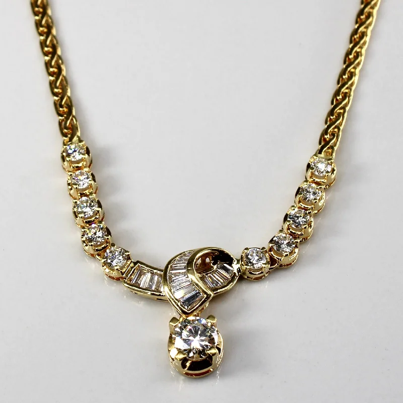 Twist clasp necklaces-Diamond Gold Chain 18k Necklace | 1.32ctw VS1 F/G | 18" |