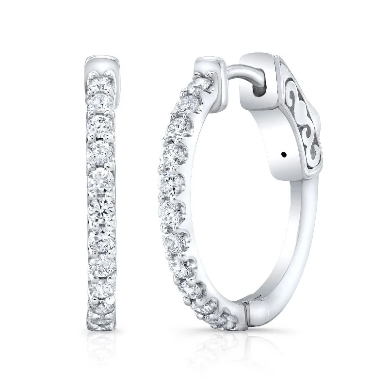 Nomad braid earrings-0.40 Carat Round Cut Diamond Hoop Earrings 18mm Diameter