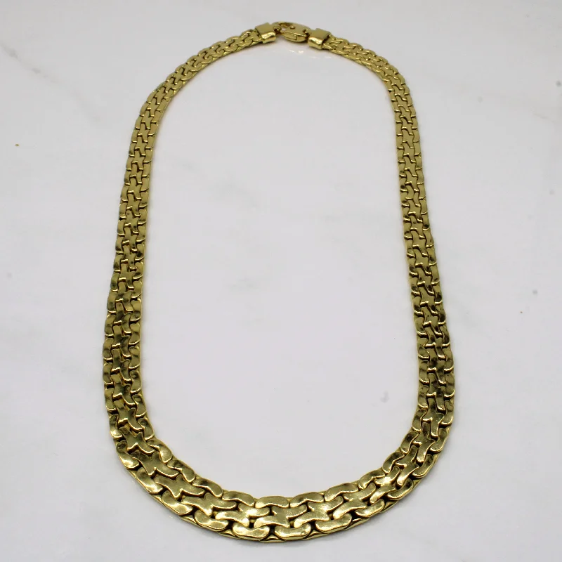 Flat pendant necklaces-Italian 18k Yellow Gold Woven Link Necklace | 18" |