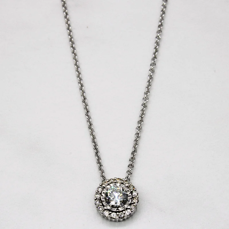 Gatsby necklaces-Illusion Set Diamond Pendant & Necklace | 0.94ctw | 20" |