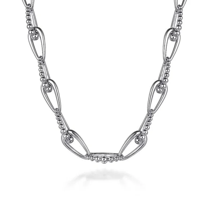 Pure stone necklaces-Sterling Silver Oval Link Chain 16 Inch Necklace with Bujukan Connectors