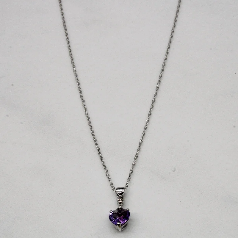 Clear bead necklaces-Amethyst & Diamond Necklace | 0.30ct, 0.01ct | 18" |