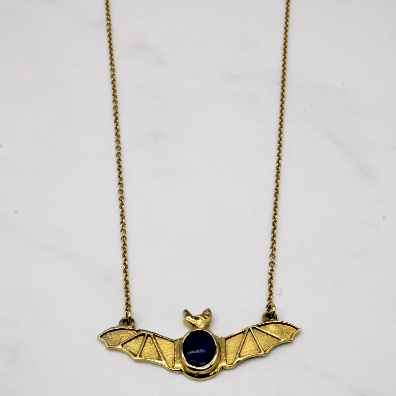 Sloped design necklaces-Lapis Lazuli Bat Pendant Necklace | 1.35ct | 24" |