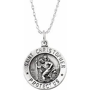 Peace eye necklaces-Sterling Silver 15 mm St. Christopher Medal 18 Necklace