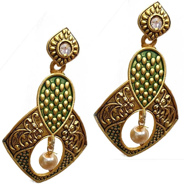 Shiny art earrings-Traditional Marriage Party Bridal Earring Bold Large and Heavy Eye Catching