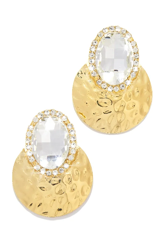 Wide hoop earrings-Weekend Gala Stone Embellished Earring - Gold