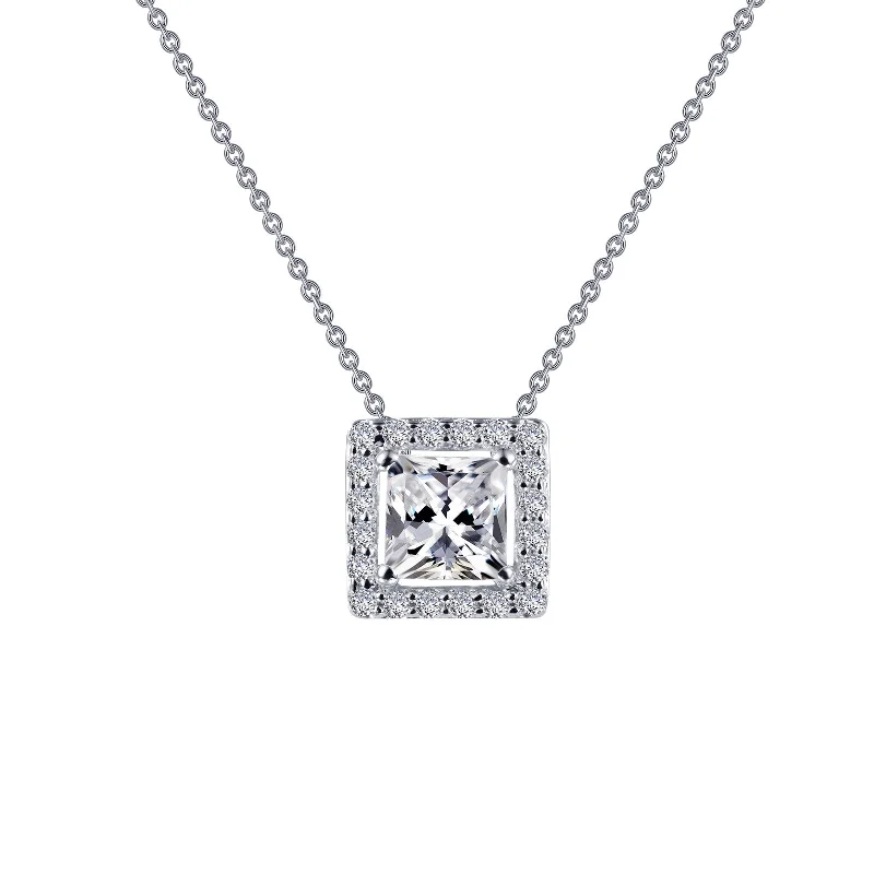 Stamped initial necklaces-Lafonn Classic Square Diamond Necklace N0101CLP18