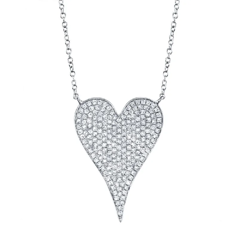 Flat knot necklaces-AMOR 0.43 CT DIAMOND PAVE HEART PENDANT NECKLACE - LARGE SC55002481