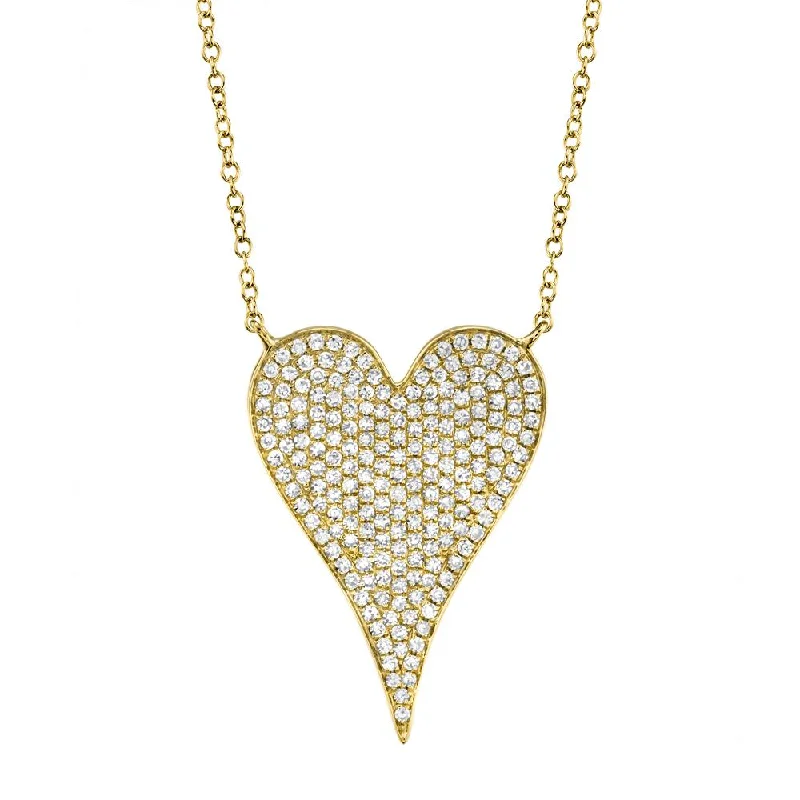 Thin enamel necklaces-AMOR 0.43 CT DIAMOND PAVE HEART PENDANT NECKLACE - LARGE SC55002482