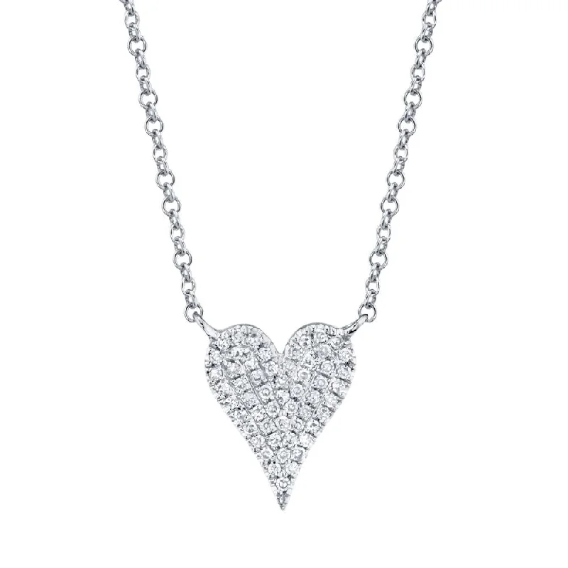 Broad collar necklaces-AMOR 0.11 CT DIAMOND PAVE HEART PENDANT NECKLACE - SMALL SC55006925