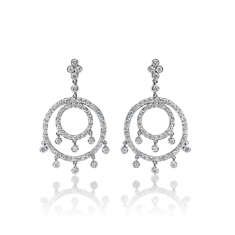 Tide theme earrings-Madilyn 2 Carat Round Brilliant Diamond Hanging Earrings in 14k White Gold