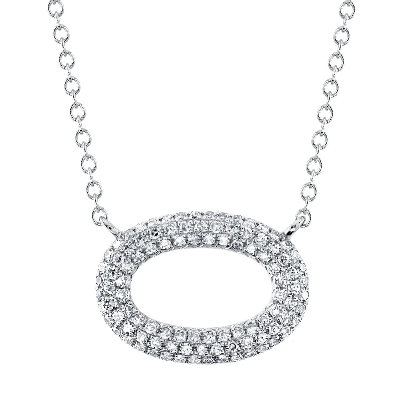 Vine weave necklaces-0.23CT DIAMOND PAVE OVAL NECKLACE