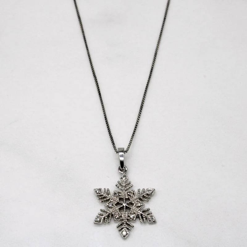 Joy charm necklaces-Diamond Snowflake Pendant & Necklace | 0.05ctw | 18" |