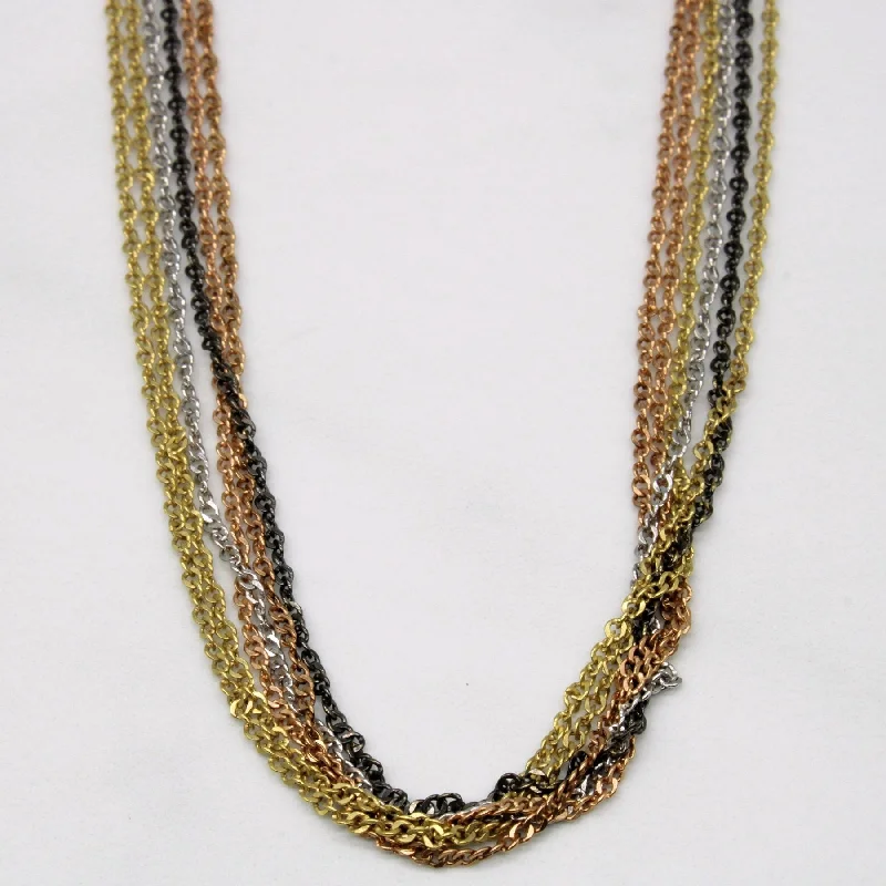 Worn style necklaces-10k Multi Tone Gold Tiered Necklace | 18" |