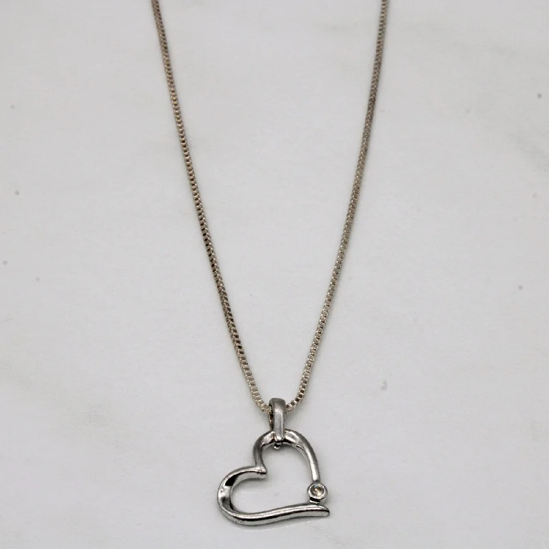 Web choker necklaces-'Michael Hill' Diamond Heart Pendant Necklace | 0.01ct | 18" |