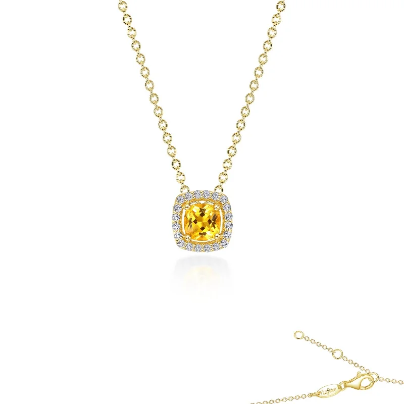 Aged silver necklaces-Lafonn Classic Cushion Citrine Necklace N0100CAG18