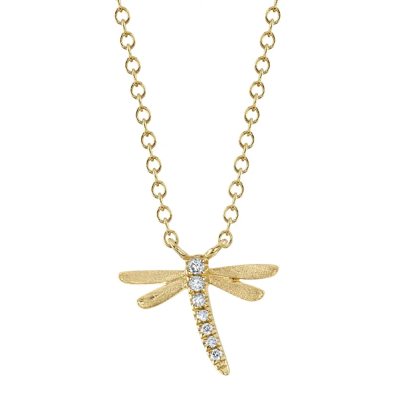 Stacked strand necklaces-0.03CT DIAMOND DRAGONFLY NECKLACE