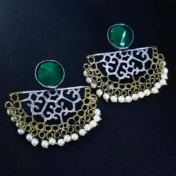 Oval drop earrings-40x45 Dual Tone Earrings (Handmade) Alluring designs, Brass work,sold by per pair pack (limited Edition)