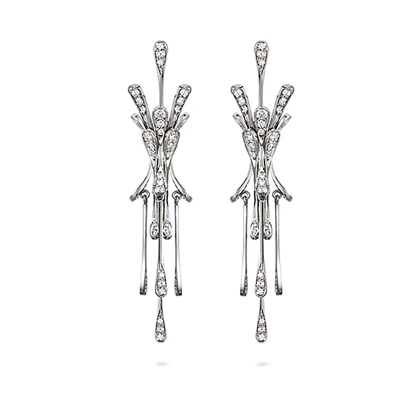 Fine triangle earrings-"Tension" Diamond and Platinum Earrings