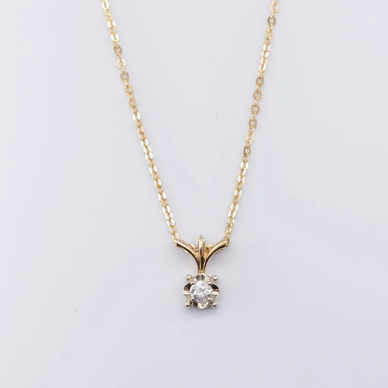 Flat gem necklaces-Gold Diamond Necklace | 0.13ct | 18" |