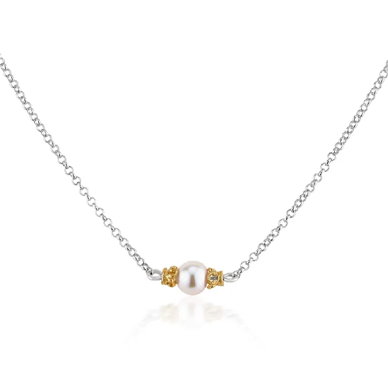 Wave design necklaces-Floating Pearl Necklace with 18k Gold Vermeil